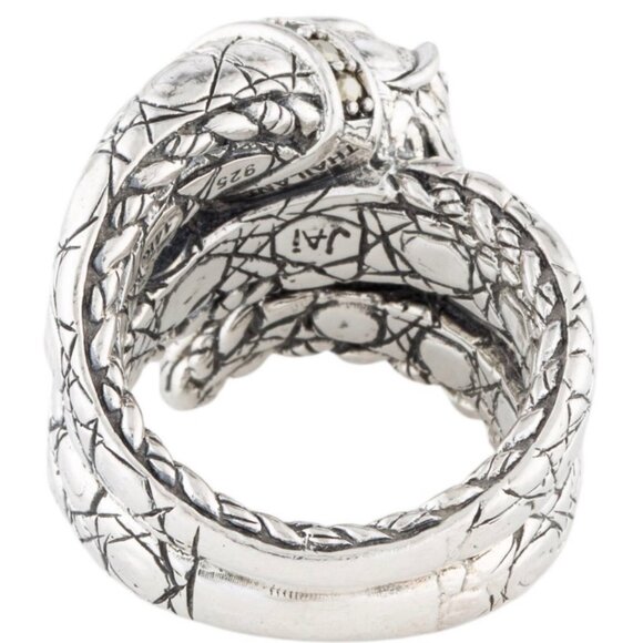 JOHN HARDY STERLING SILVER DYED CHALCEDONY & PYRITE CROCODILE JAI COCKTAIL RING - Picture 9 of 13